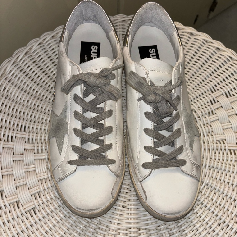 Golden Goose Super Star silver heel tab